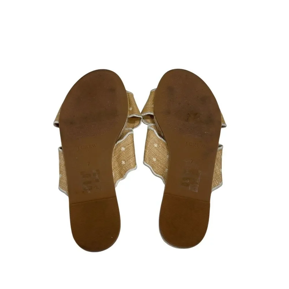 J. Crew‎ Scalloped Polka Dot Espadrille Slide Sandals Size 7